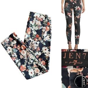 7 For All Mankind Jen 7 Dark Floral mid rise ankle 5 pocket style Jeans size 8